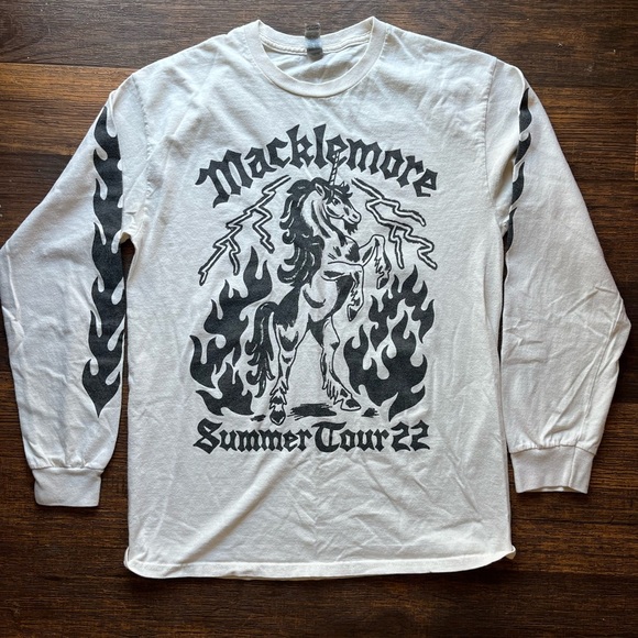 Gildan Other - Men's Macklemore T-Shirt White Stead Long Sleeve M 2022 Tour Rap Hip Hop Mythic
